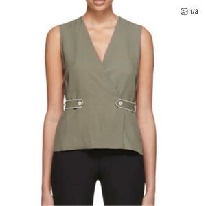 Rag & Bone Olive V-Neck Wrap Blouse